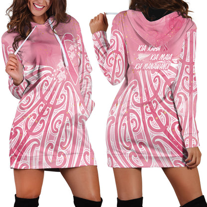 Breast Cancer Pink October Maori Hoodie Dress Kia Kaha Kia Maia Kia Manawanui
