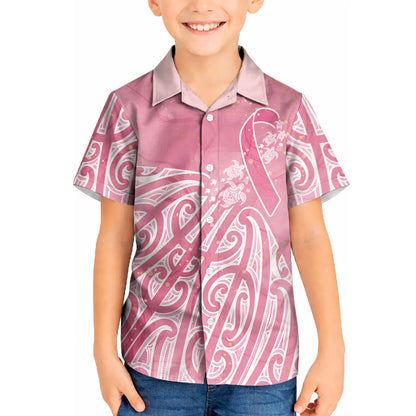 Breast Cancer Pink October Maori Kid Hawaiian Shirt Kia Kaha Kia Maia Kia Manawanui