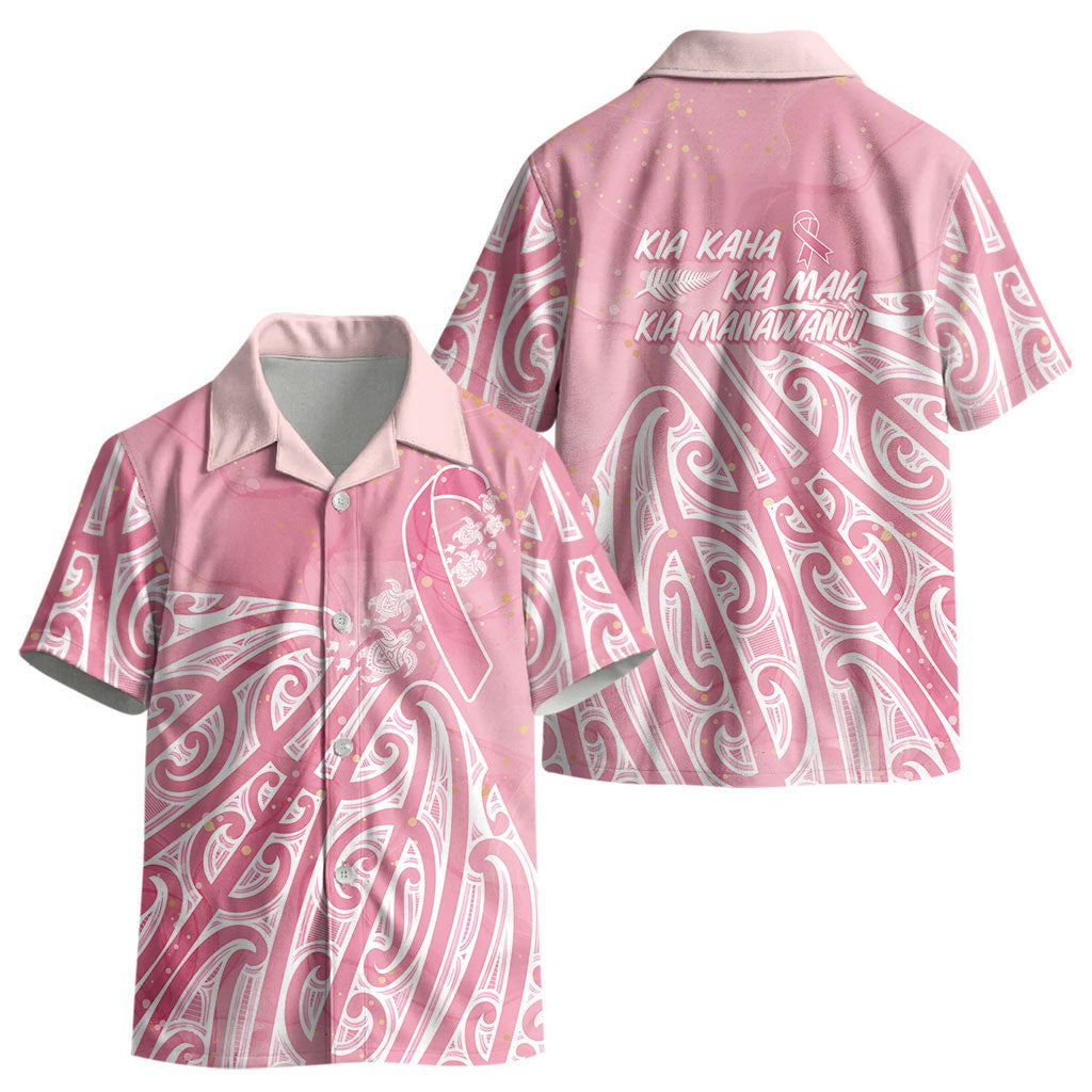 Breast Cancer Pink October Maori Kid Hawaiian Shirt Kia Kaha Kia Maia Kia Manawanui
