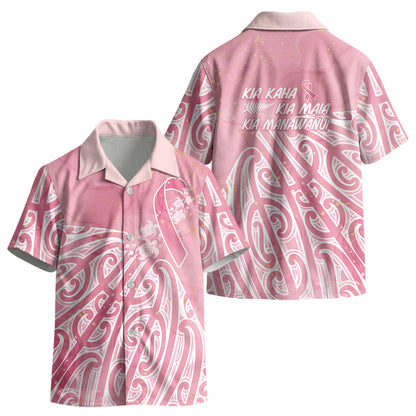 Breast Cancer Pink October Maori Kid Hawaiian Shirt Kia Kaha Kia Maia Kia Manawanui