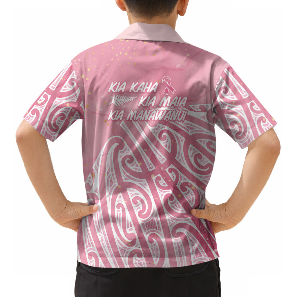 Breast Cancer Pink October Maori Kid Hawaiian Shirt Kia Kaha Kia Maia Kia Manawanui