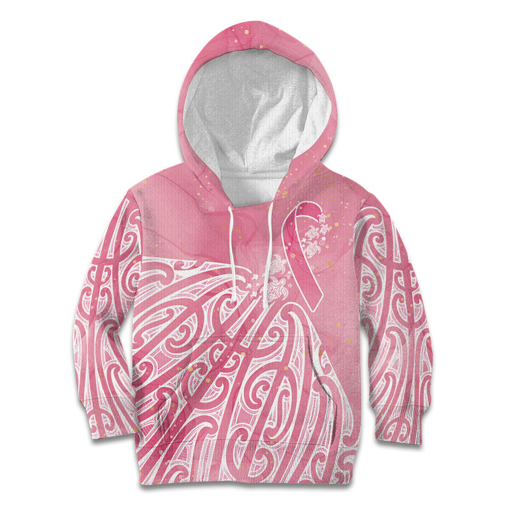 Breast Cancer Pink October Maori Kid Hoodie Kia Kaha Kia Maia Kia Manawanui