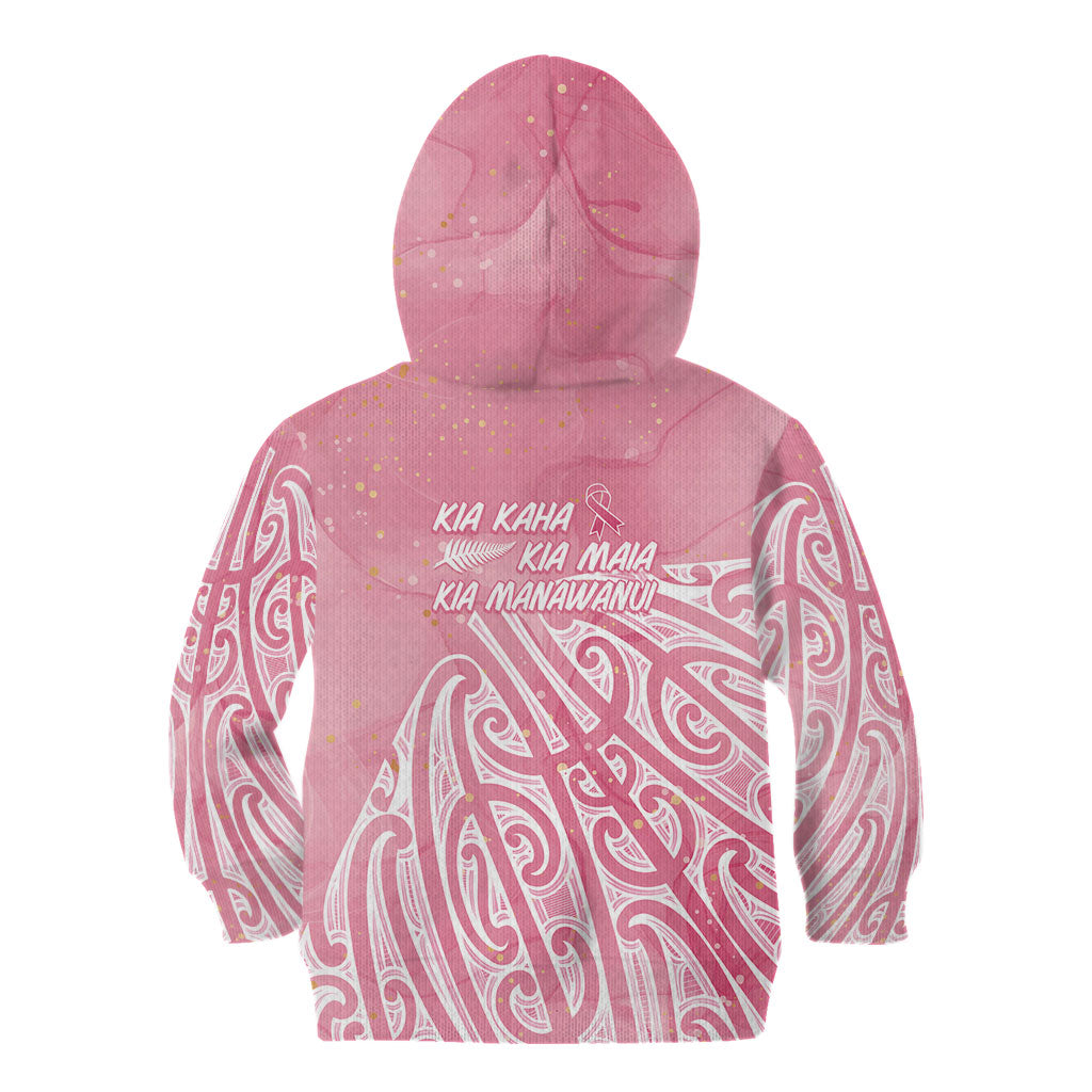 Breast Cancer Pink October Maori Kid Hoodie Kia Kaha Kia Maia Kia Manawanui