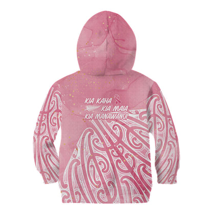 Breast Cancer Pink October Maori Kid Hoodie Kia Kaha Kia Maia Kia Manawanui