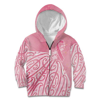 Breast Cancer Pink October Maori Kid Hoodie Kia Kaha Kia Maia Kia Manawanui