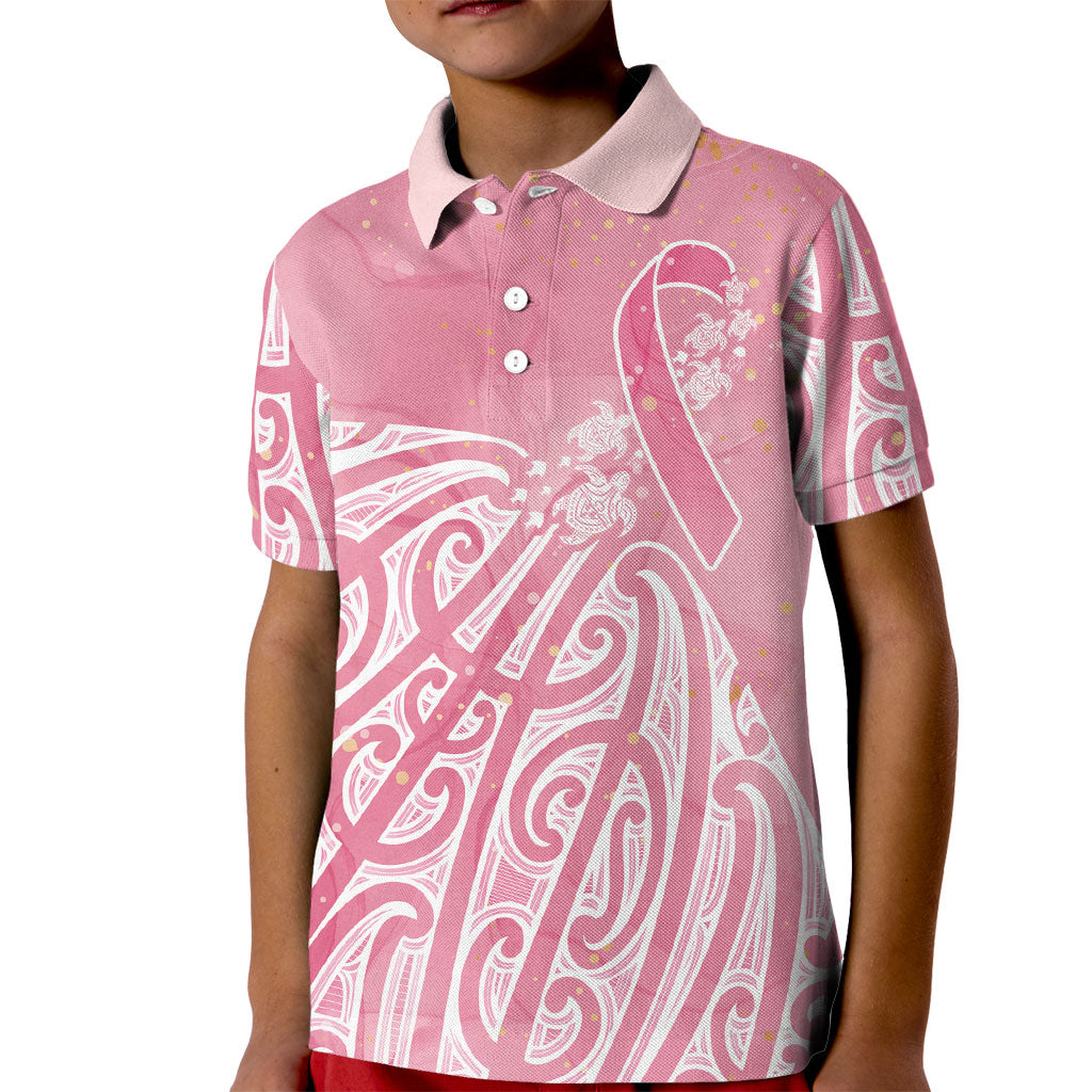 Breast Cancer Pink October Maori Kid Polo Shirt Kia Kaha Kia Maia Kia Manawanui