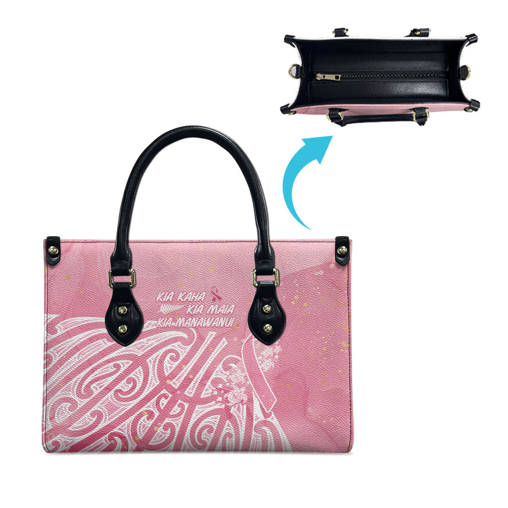 Breast Cancer Pink October Maori Leather Bag Kia Kaha Kia Maia Kia Manawanui