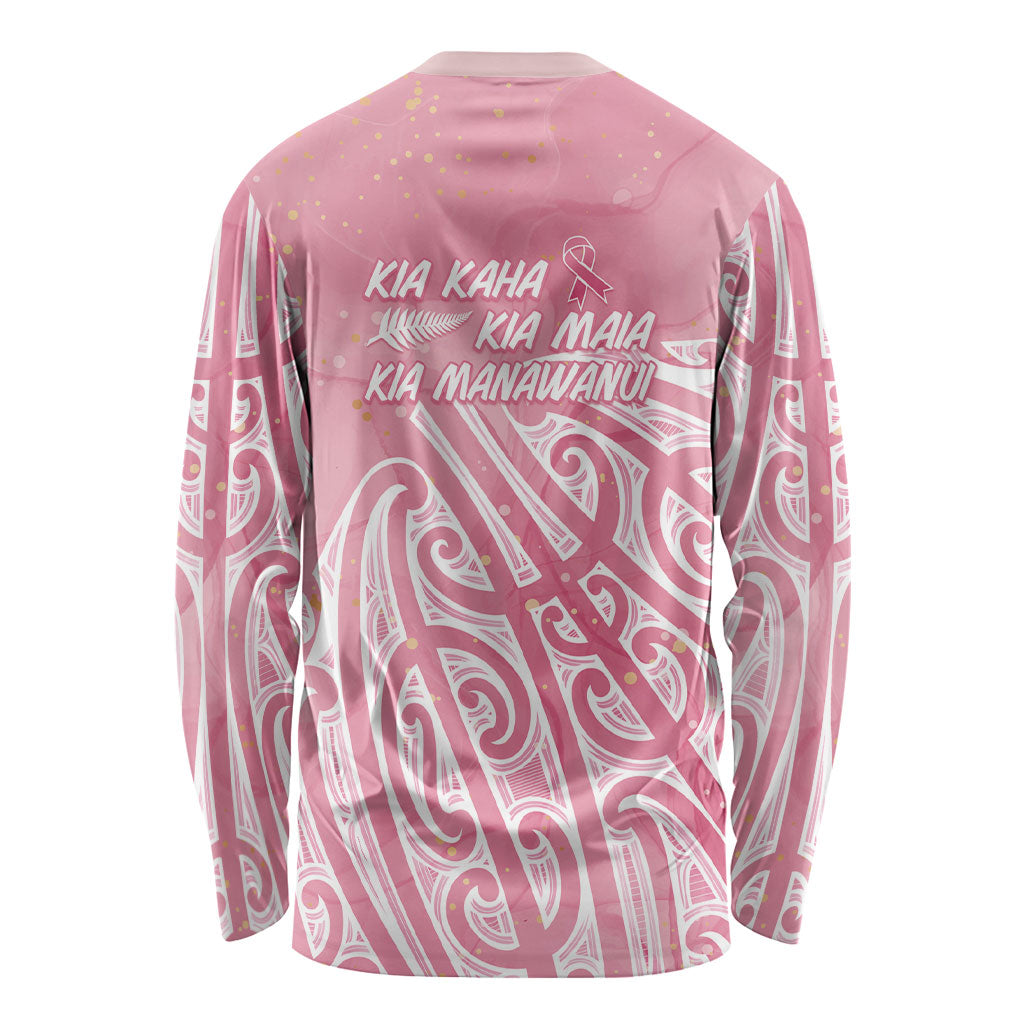 Breast Cancer Pink October Maori Long Sleeve Shirt Kia Kaha Kia Maia Kia Manawanui