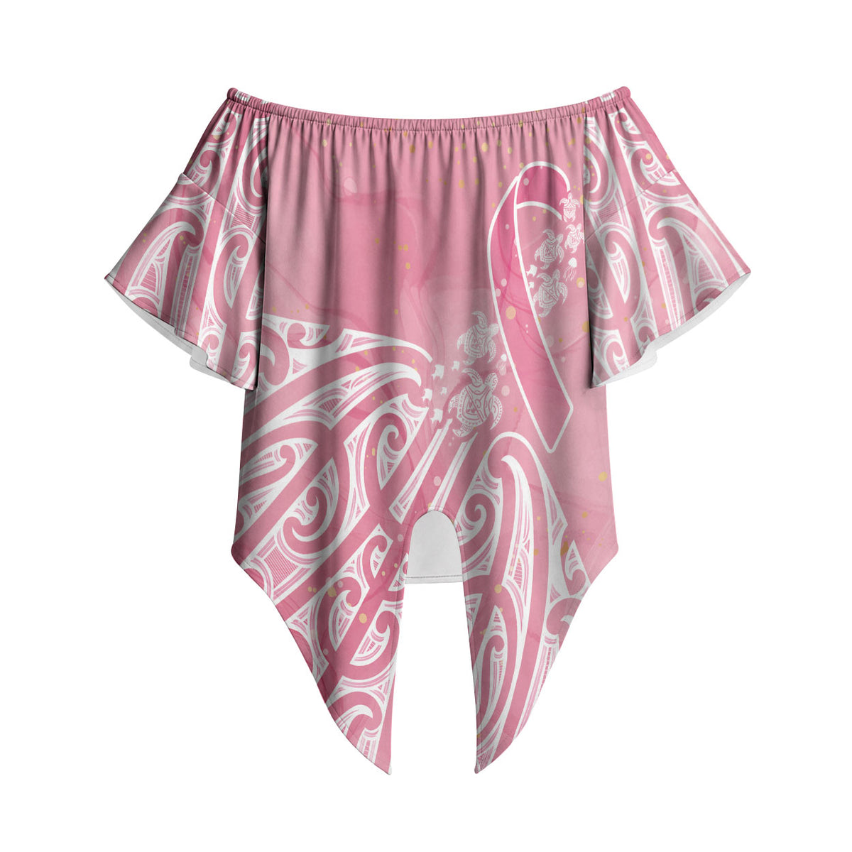 Breast Cancer Pink October Maori Off Shoulder Wrap Waist Top Kia Kaha Kia Maia Kia Manawanui