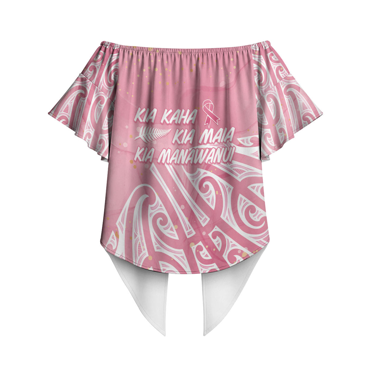 Breast Cancer Pink October Maori Off Shoulder Wrap Waist Top Kia Kaha Kia Maia Kia Manawanui