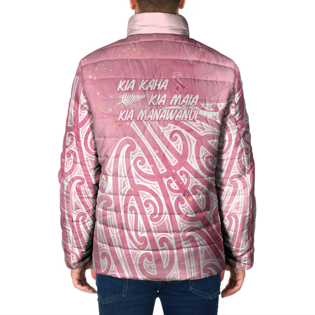 Breast Cancer Pink October Maori Padded Jacket Kia Kaha Kia Maia Kia Manawanui