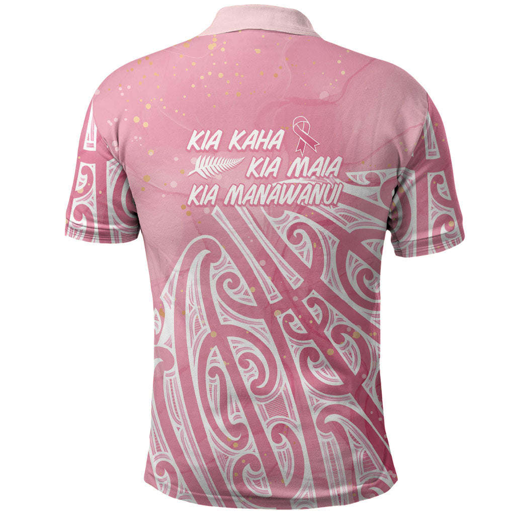 Breast Cancer Pink October Maori Polo Shirt Kia Kaha Kia Maia Kia Manawanui