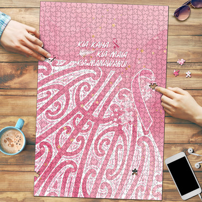 Breast Cancer Pink October Maori Puzzle Kia Kaha Kia Maia Kia Manawanui