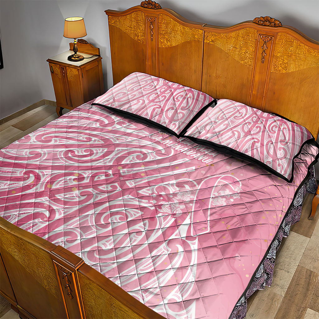 Breast Cancer Pink October Maori Quilt Bed Set Kia Kaha Kia Maia Kia Manawanui