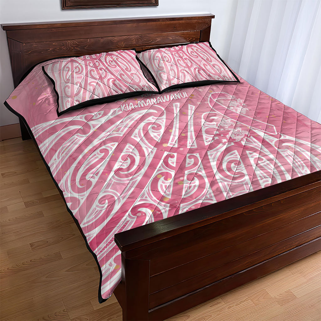 Breast Cancer Pink October Maori Quilt Bed Set Kia Kaha Kia Maia Kia Manawanui