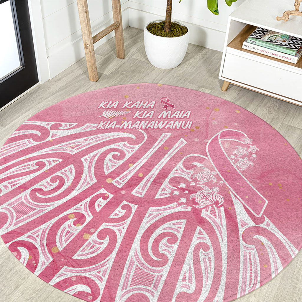 Breast Cancer Pink October Maori Round Carpet Kia Kaha Kia Maia Kia Manawanui