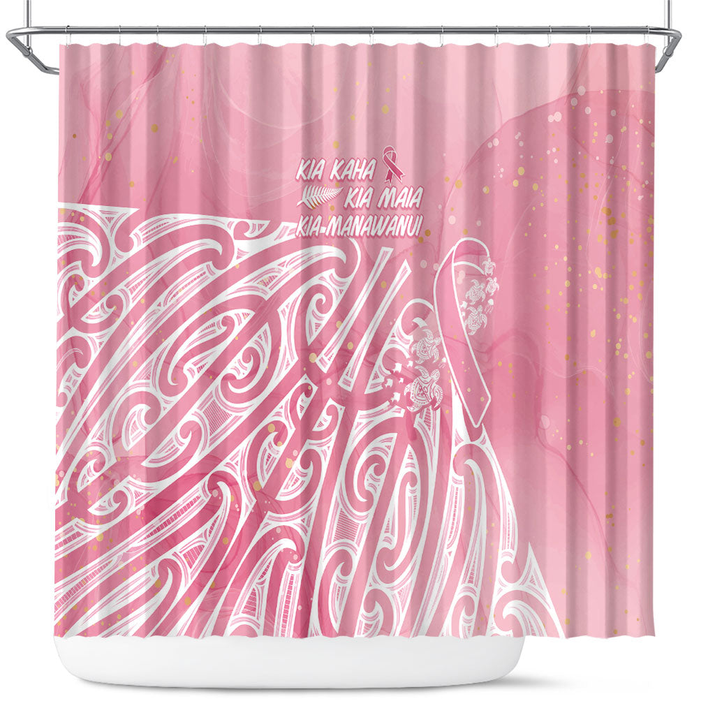 Breast Cancer Pink October Maori Shower Curtain Kia Kaha Kia Maia Kia Manawanui