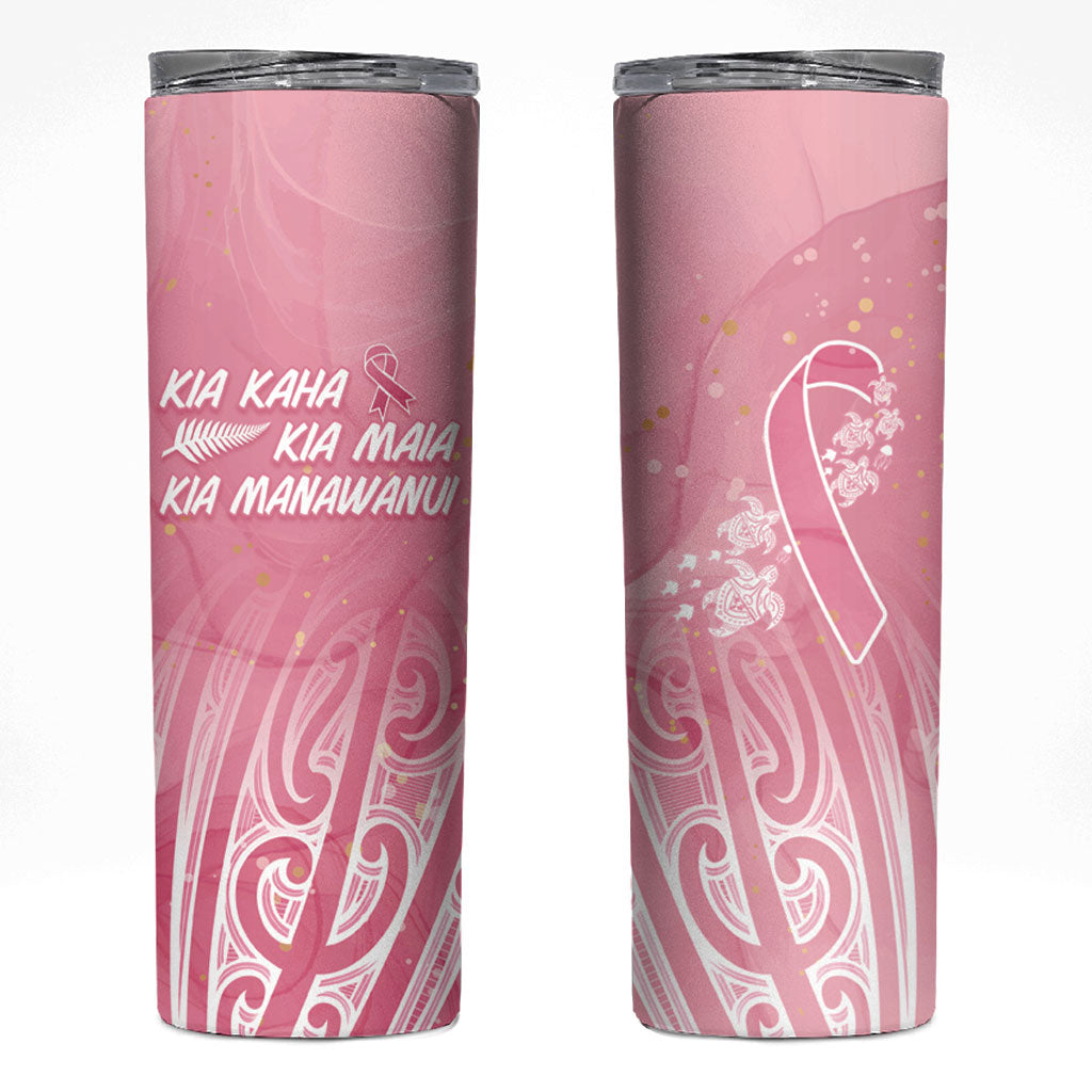 Breast Cancer Pink October Maori Skinny Tumbler Kia Kaha Kia Maia Kia Manawanui