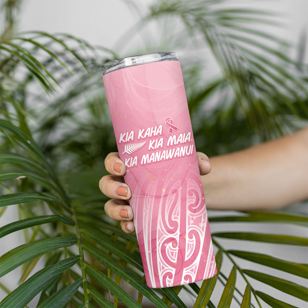 Breast Cancer Pink October Maori Skinny Tumbler Kia Kaha Kia Maia Kia Manawanui