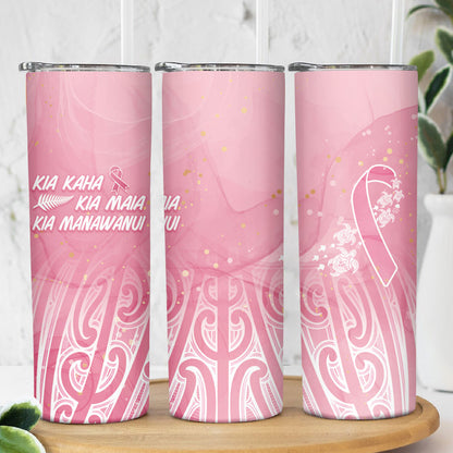 Breast Cancer Pink October Maori Skinny Tumbler Kia Kaha Kia Maia Kia Manawanui