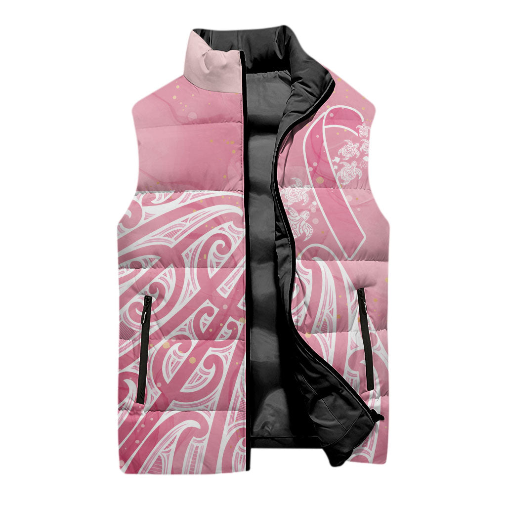 Breast Cancer Pink October Maori Sleeveless Puffer Jacket Kia Kaha Kia Maia Kia Manawanui