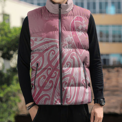 Breast Cancer Pink October Maori Sleeveless Puffer Jacket Kia Kaha Kia Maia Kia Manawanui