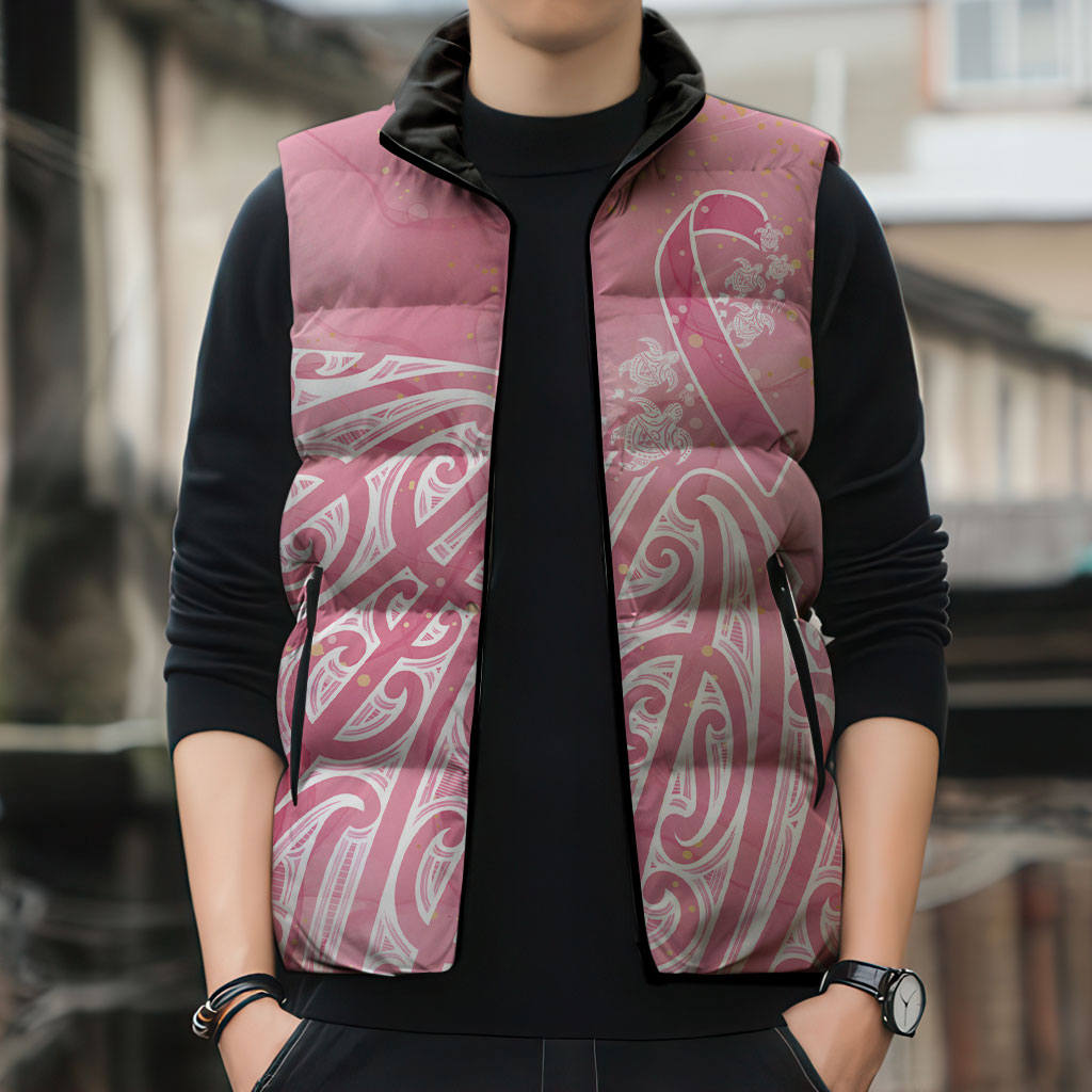 Breast Cancer Pink October Maori Sleeveless Puffer Jacket Kia Kaha Kia Maia Kia Manawanui