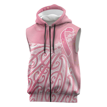 Breast Cancer Pink October Maori Sleeveless Zip Hoodie Kia Kaha Kia Maia Kia Manawanui
