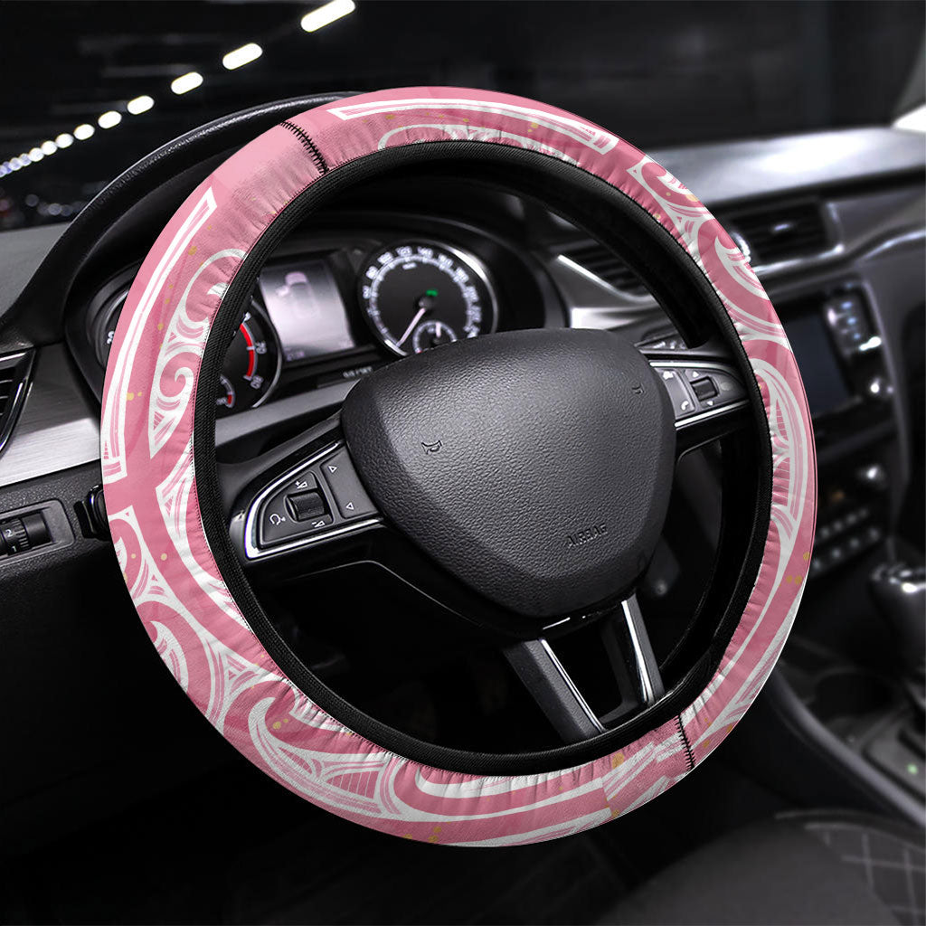 Breast Cancer Pink October Maori Steering Wheel Cover Kia Kaha Kia Maia Kia Manawanui