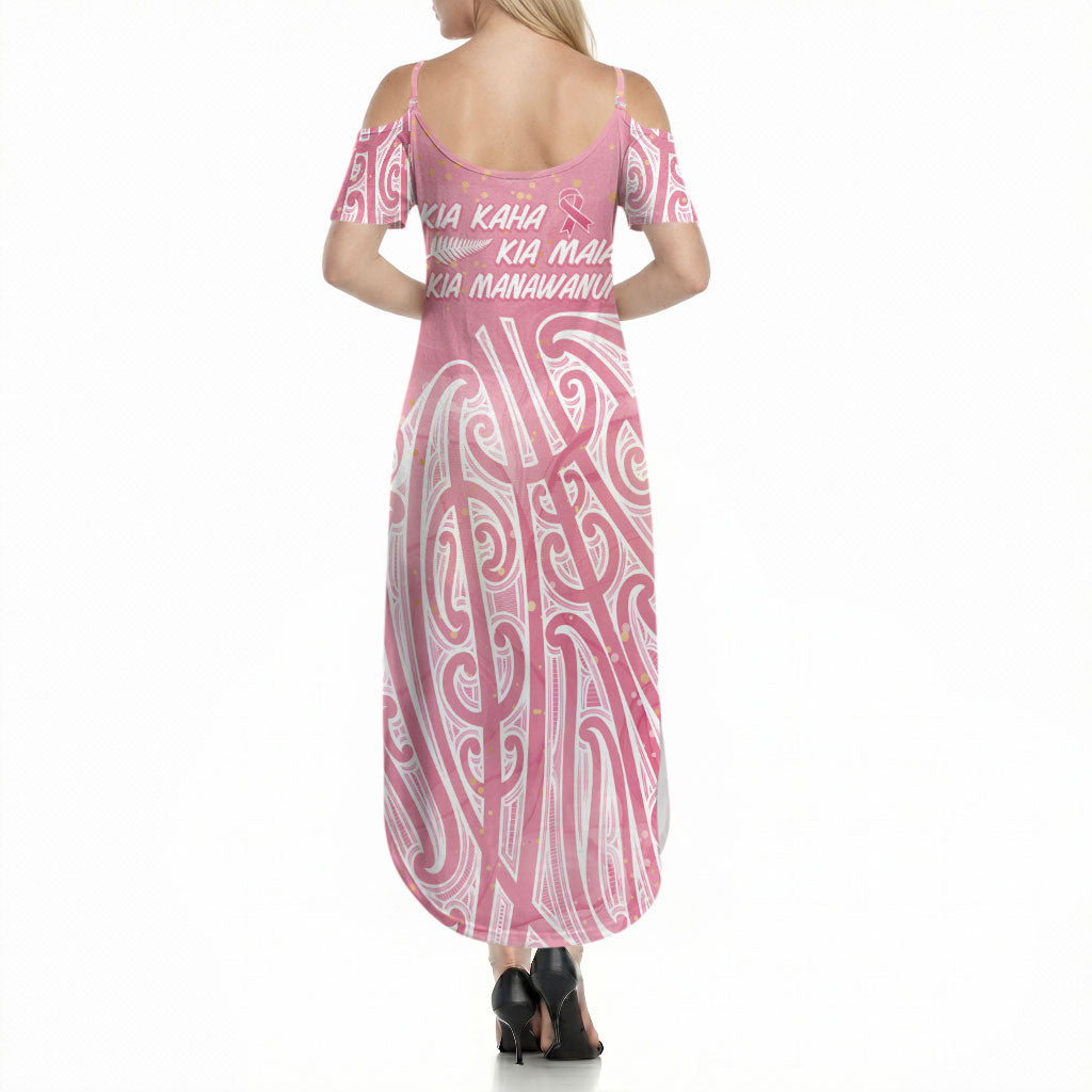 Breast Cancer Pink October Maori Summer Maxi Dress Kia Kaha Kia Maia Kia Manawanui