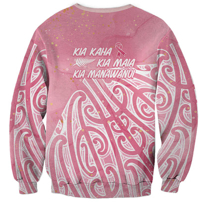 Breast Cancer Pink October Maori Sweatshirt Kia Kaha Kia Maia Kia Manawanui