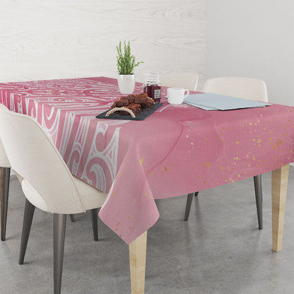 Breast Cancer Pink October Maori Tablecloth Kia Kaha Kia Maia Kia Manawanui