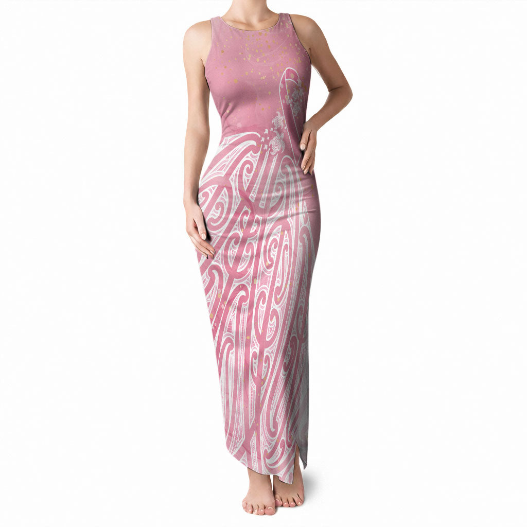 Breast Cancer Pink October Maori Tank Maxi Dress Kia Kaha Kia Maia Kia Manawanui