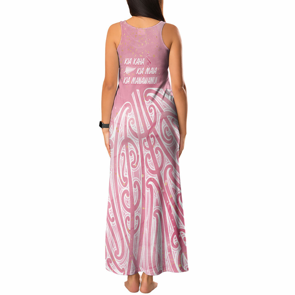 Breast Cancer Pink October Maori Tank Maxi Dress Kia Kaha Kia Maia Kia Manawanui