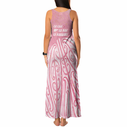 Breast Cancer Pink October Maori Tank Maxi Dress Kia Kaha Kia Maia Kia Manawanui