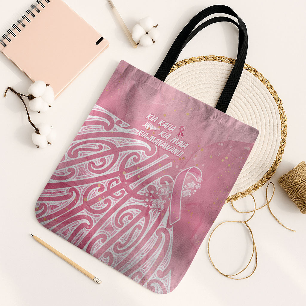 Breast Cancer Pink October Maori Tote Bag Kia Kaha Kia Maia Kia Manawanui