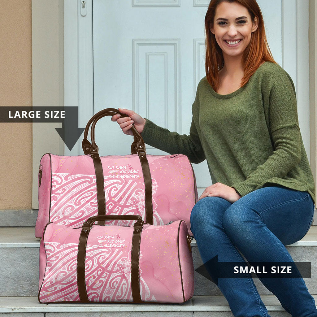Breast Cancer Pink October Maori Travel Bag Kia Kaha Kia Maia Kia Manawanui