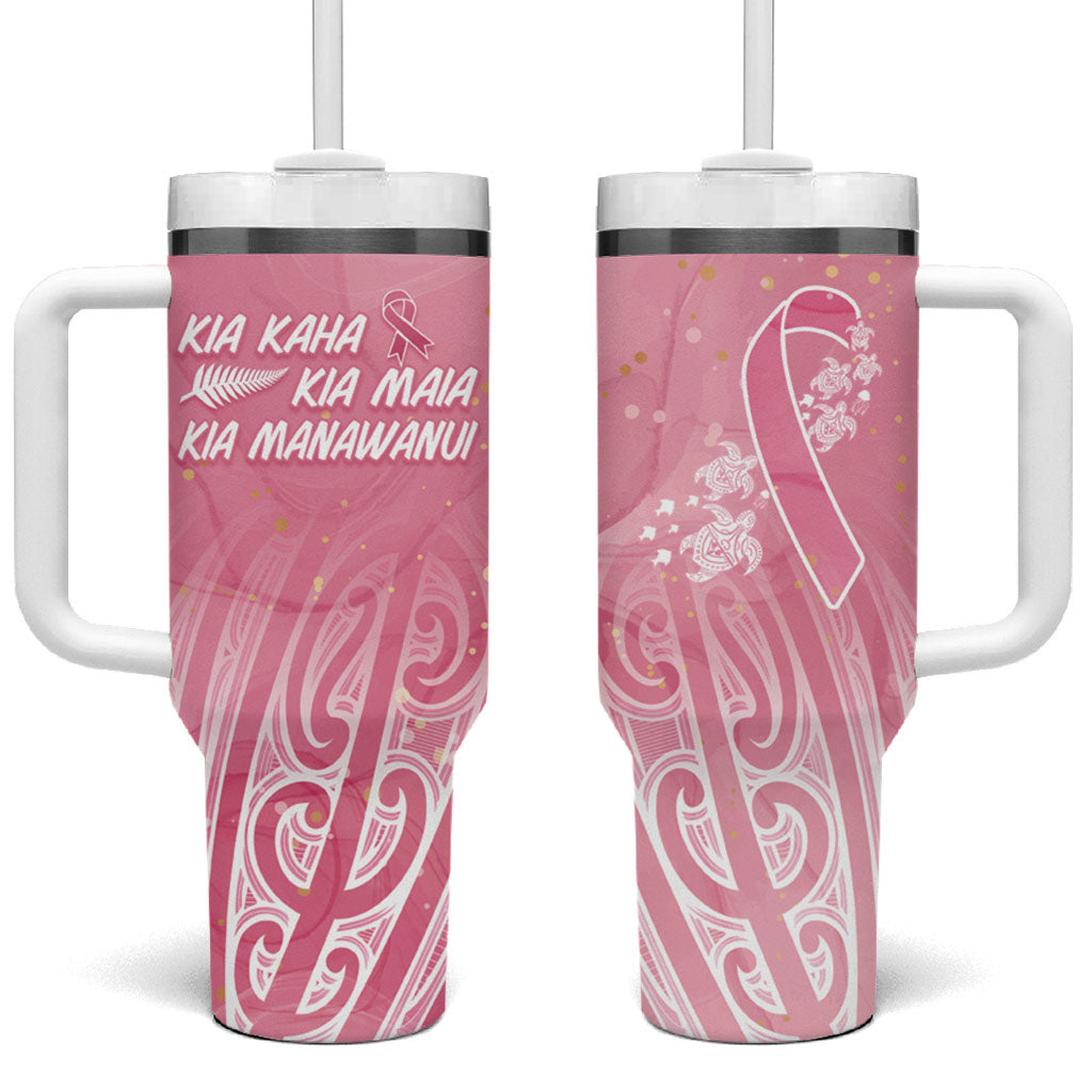 Breast Cancer Pink October Maori Tumbler With Handle Kia Kaha Kia Maia Kia Manawanui