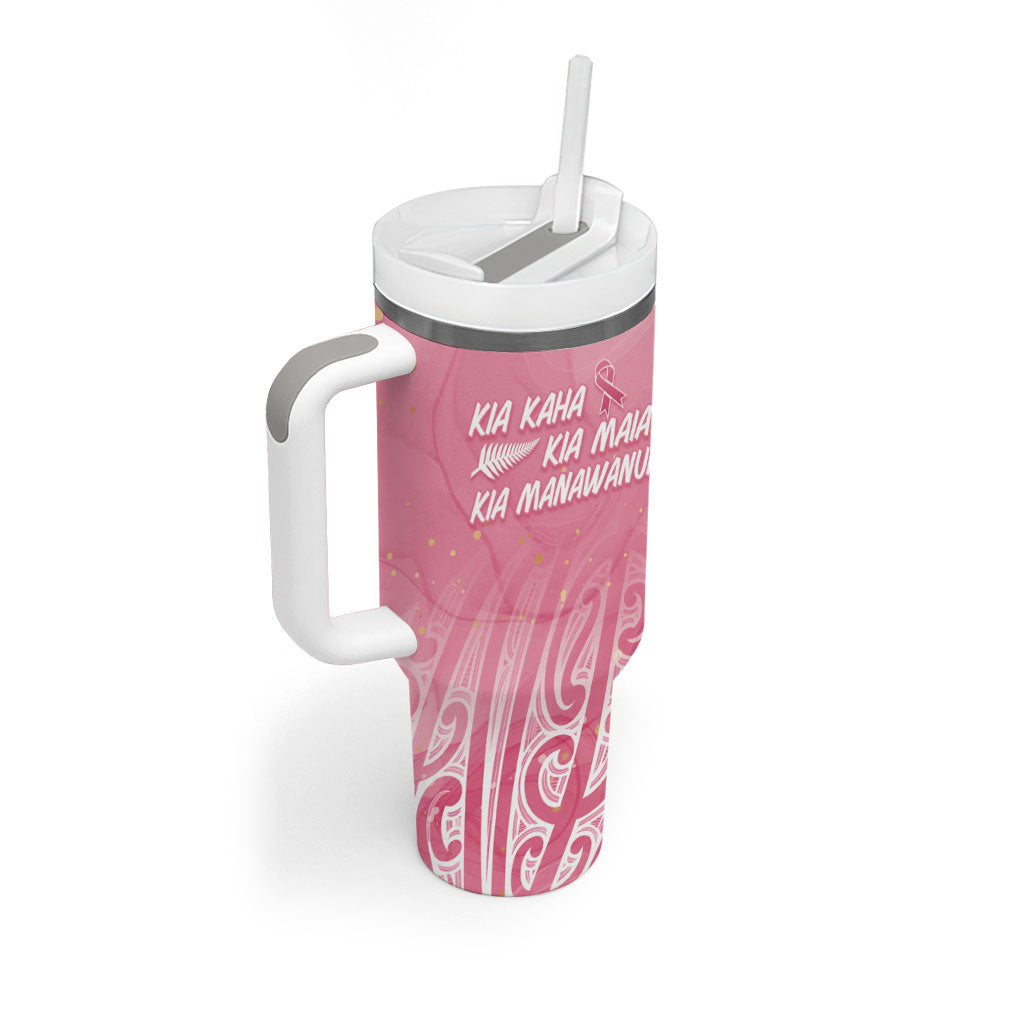 Breast Cancer Pink October Maori Tumbler With Handle Kia Kaha Kia Maia Kia Manawanui