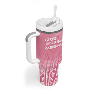 Breast Cancer Pink October Maori Tumbler With Handle Kia Kaha Kia Maia Kia Manawanui