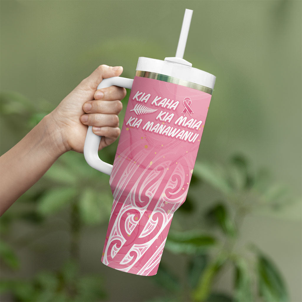 Breast Cancer Pink October Maori Tumbler With Handle Kia Kaha Kia Maia Kia Manawanui