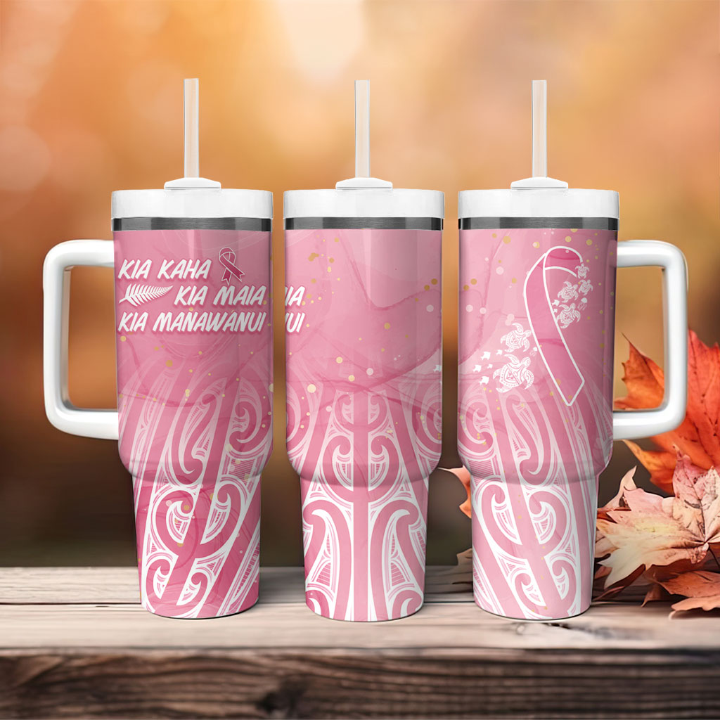 Breast Cancer Pink October Maori Tumbler With Handle Kia Kaha Kia Maia Kia Manawanui