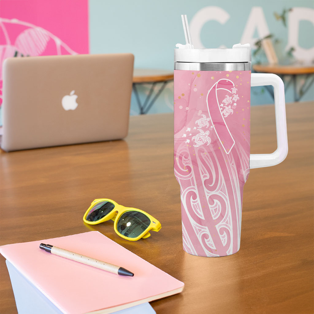 Breast Cancer Pink October Maori Tumbler With Handle Kia Kaha Kia Maia Kia Manawanui