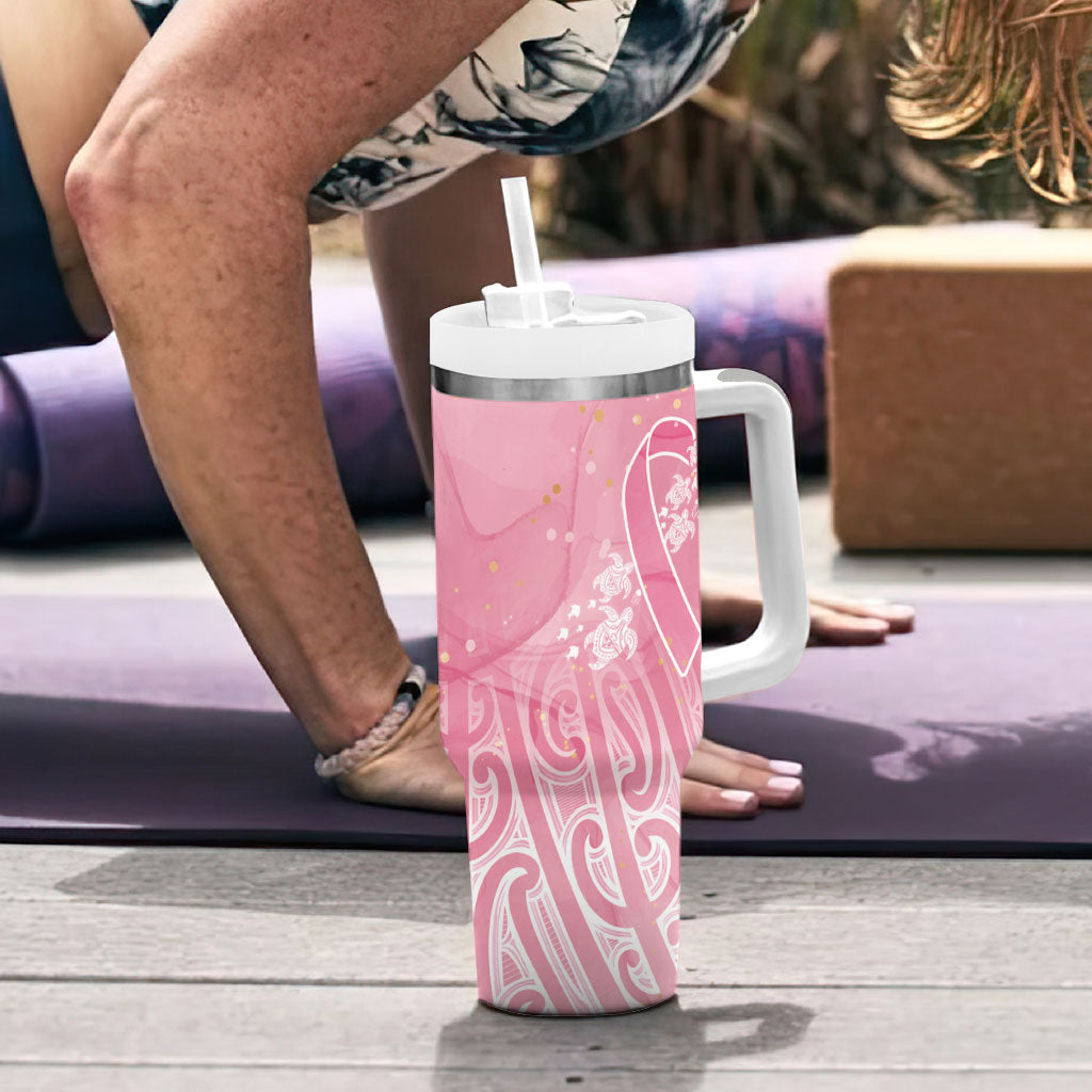 Breast Cancer Pink October Maori Tumbler With Handle Kia Kaha Kia Maia Kia Manawanui