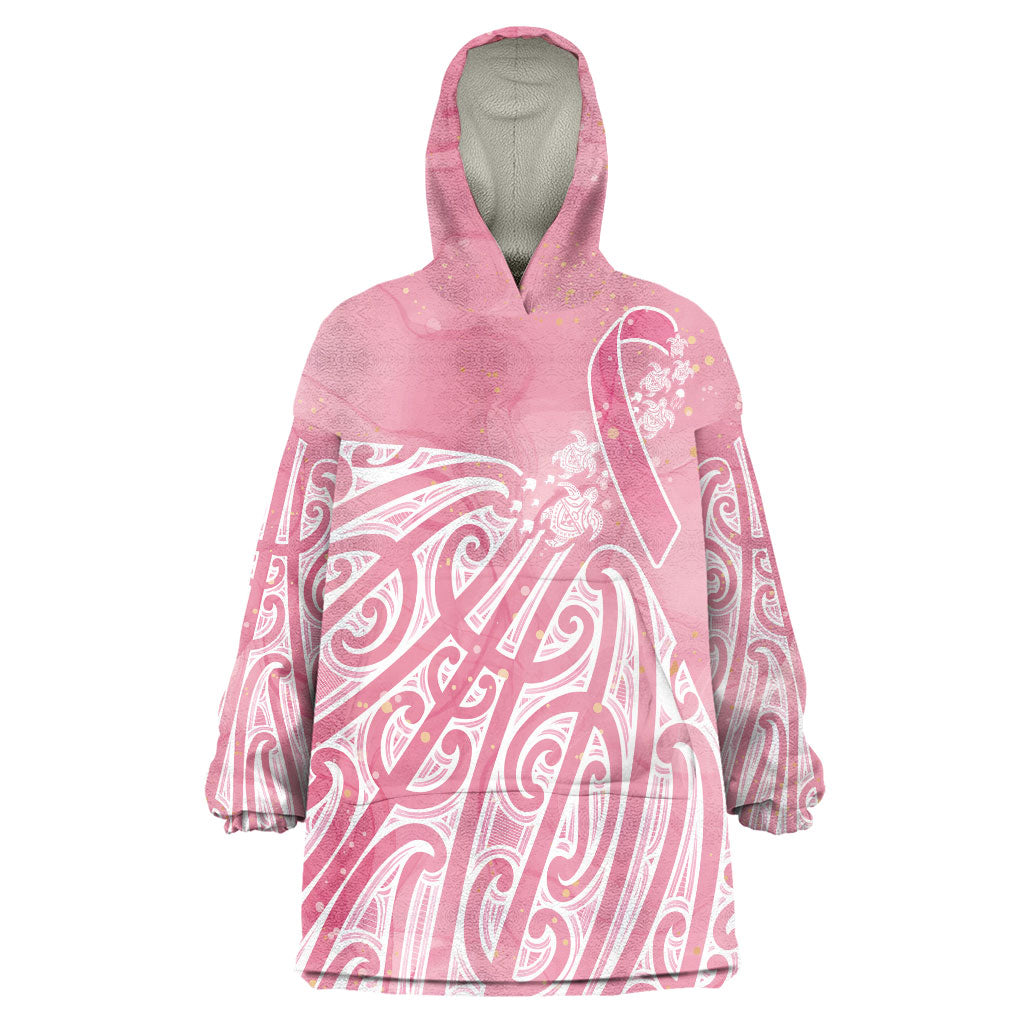 Breast Cancer Pink October Maori Wearable Blanket Hoodie Kia Kaha Kia Maia Kia Manawanui
