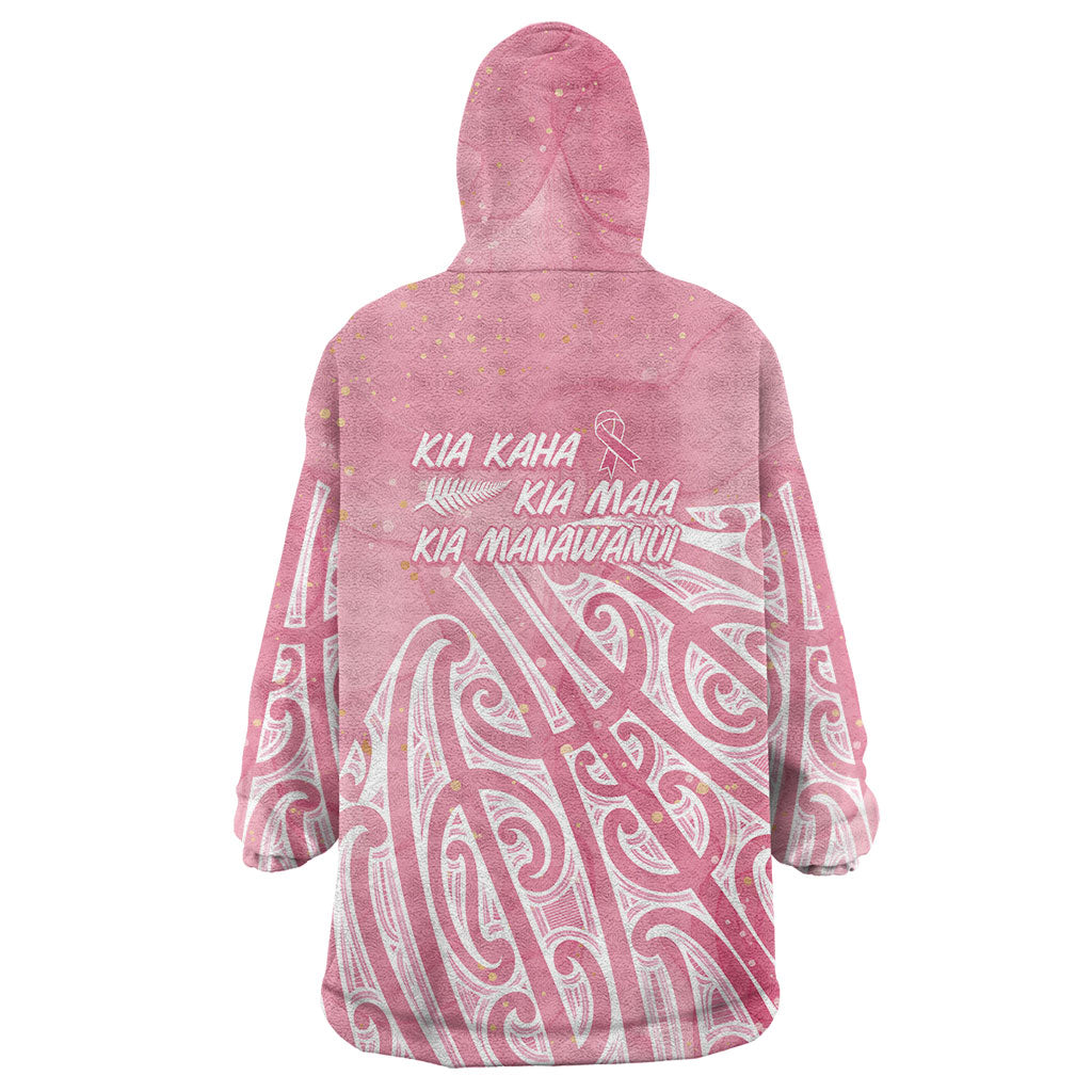 Breast Cancer Pink October Maori Wearable Blanket Hoodie Kia Kaha Kia Maia Kia Manawanui
