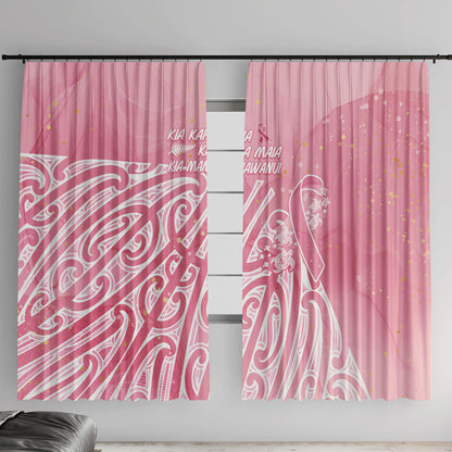 Breast Cancer Pink October Maori Window Curtain Kia Kaha Kia Maia Kia Manawanui