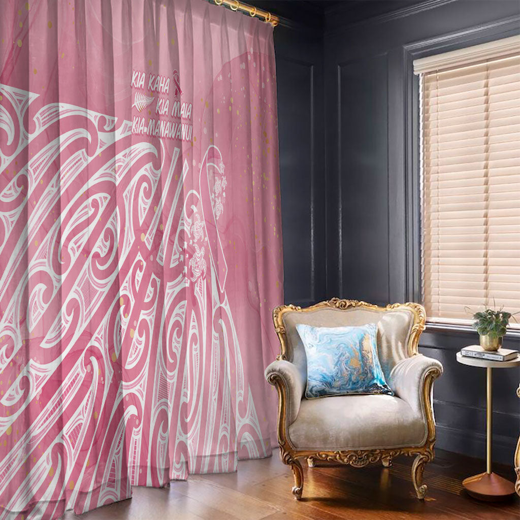 Breast Cancer Pink October Maori Window Curtain Kia Kaha Kia Maia Kia Manawanui
