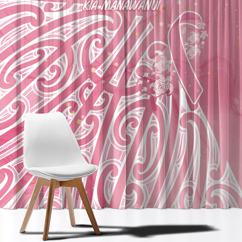 Breast Cancer Pink October Maori Window Curtain Kia Kaha Kia Maia Kia Manawanui