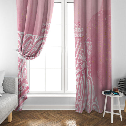 Breast Cancer Pink October Maori Window Curtain Kia Kaha Kia Maia Kia Manawanui